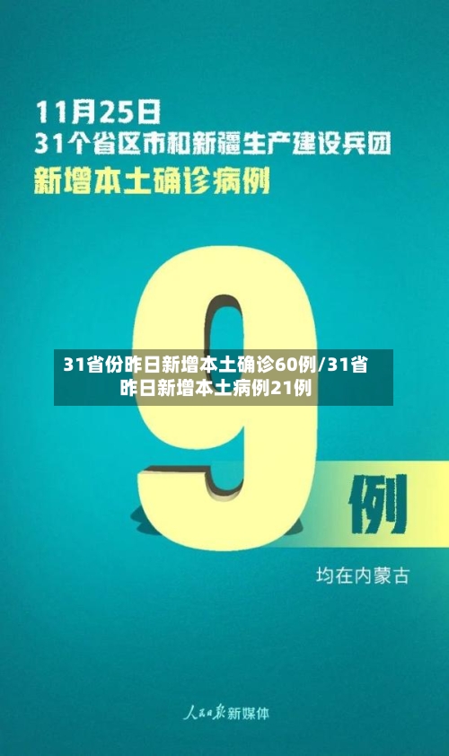31省份昨日新增本土确诊60例/31省昨日新增本土病例21例