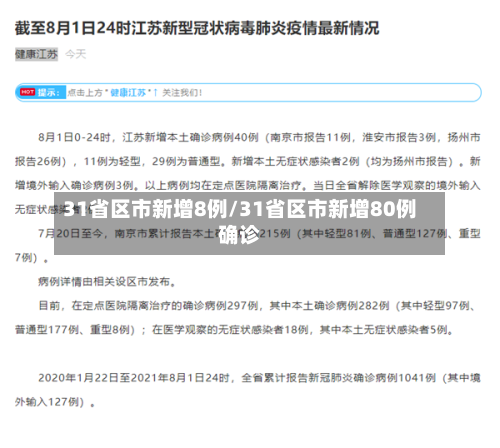 31省区市新增8例/31省区市新增80例确诊-第3张图片