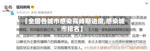 【全国各城市感染高峰期进度,感染城市排名】