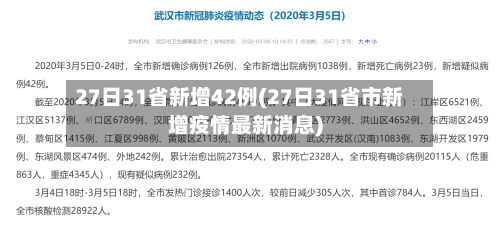 27日31省新增42例(27日31省市新增疫情最新消息)