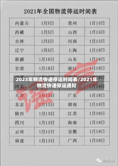 2023年物流快递停运时间表/2021年物流快递停运通知