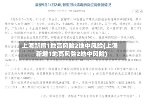 上海新增1地高风险2地中风险(上海新增1地高风险2地中风险)