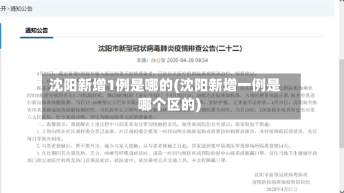 沈阳新增1例是哪的(沈阳新增一例是哪个区的)