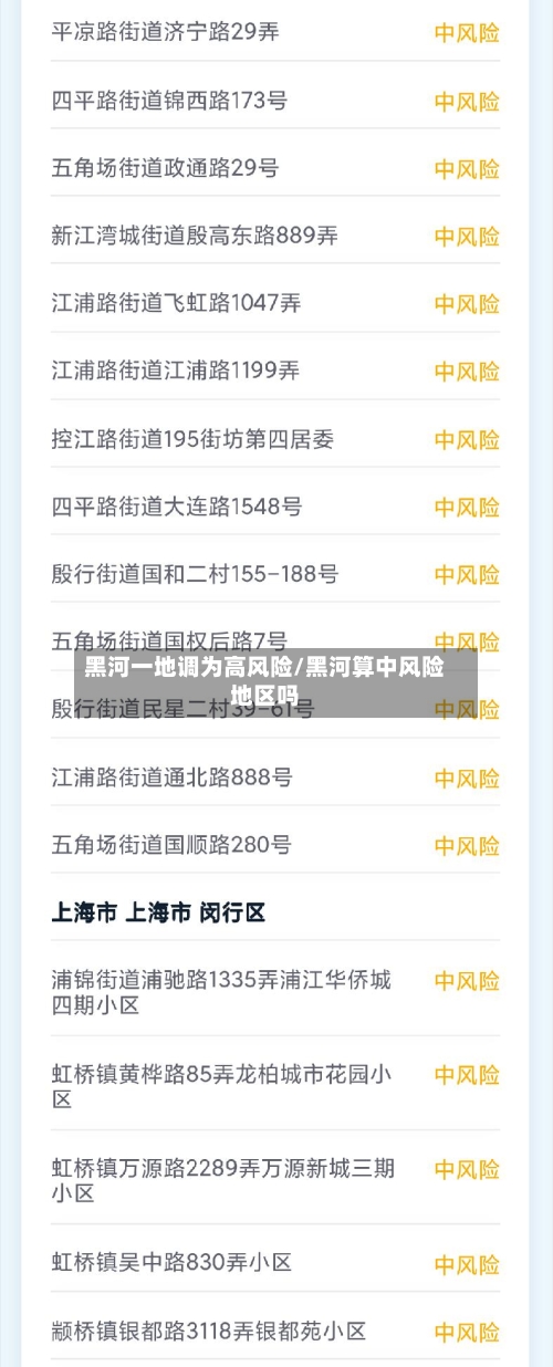 黑河一地调为高风险/黑河算中风险地区吗-第2张图片
