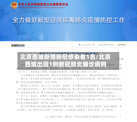 北京西城新增新冠感染者1名/北京西城出现1例新冠肺炎确诊病例